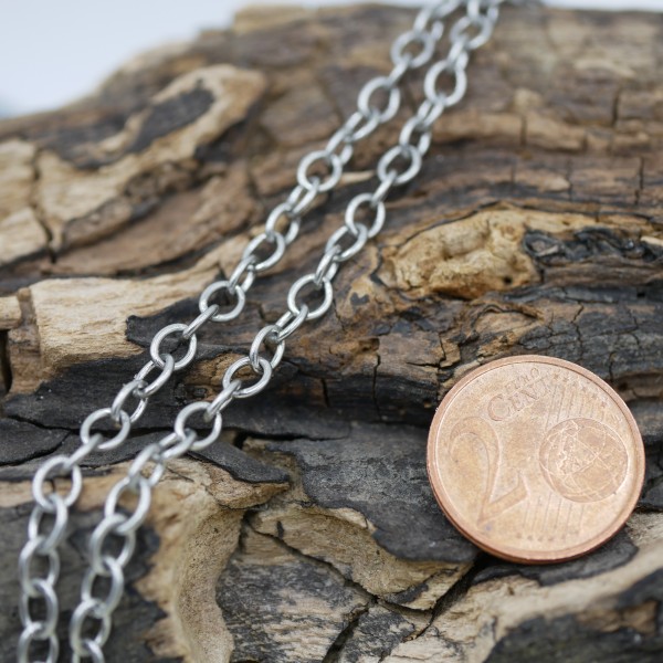 stabile Edelstahl Kette mit großen 5x4 mm ovalen Gliedern , verschweißt, Z-7076 von diy-Pferdehaarschmuck.de