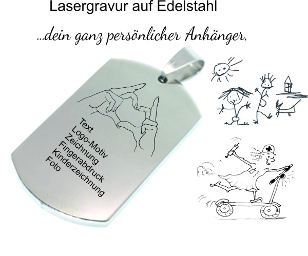 Schlüsselnahänger -lasergravur, F Fongherabdruck, Foto, Logo, Text - Anhänger edelstahl von Gutelauneschmuck.de